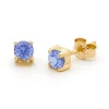 9k Yellow Gold Ceylon Sapphire Solitaire Stud Earrings