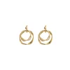 9k Yellow Gold Double Link Abstract Diamond Earrings