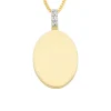 9k Yellow Gold Engravable Diamond Oval Pendant