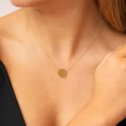 9k Yellow Gold Engravable Disc Necklace