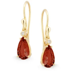 9k Yellow Gold Garnet & Diamond Earrings