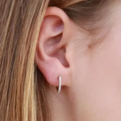 9k Yellow Gold Huggie Diamond Earrings