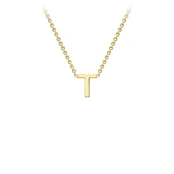 9k Yellow Gold Initial 'T' Necklace