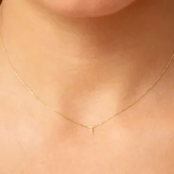 9k Yellow Gold Initial 'T' Necklace