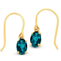 9k Yellow Gold London Blue Topaz Drop Earrings