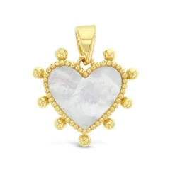 9k Yellow Gold Mother of Pearl Heart Necklace
