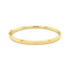 9k Yellow Gold Oval Hinged Bangle (Curved Edge)