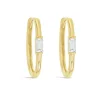 9k Yellow Gold Paperclip CZ Huggie Earrings