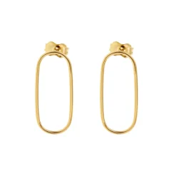 9K Yellow Gold Paperclip Link Stud Earrings