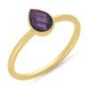 9k Yellow Gold Pear Amethyst Ring