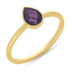 9k Yellow Gold Pear Amethyst Ring