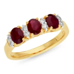 9k Yellow Gold Ruby & Diamond Ring