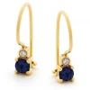 9k Yellow Gold Sapphire & Diamond Hook Earrings