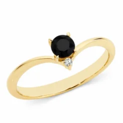 9k Yellow Gold Sapphire & Diamond Ring