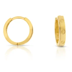 9k Yellow Gold Square Tube Huggie Earrings