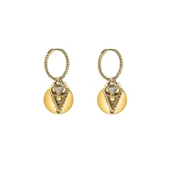 Lindi Kingi Gold Byzantine Romance Love Sleeper Earrings