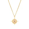 Lindi Kingi Starburst Gold Plated Brass Charm Stg Chain CZ Nlace