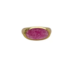 Luna 'Janus' Pink Jade Gold Ring