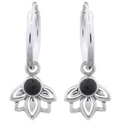 Luna 'Leda' Hoop Earrings | Sterling Silver | Onyx
