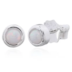 Luna 'Nix' White Opal Stud Earrings | Sterling Silver