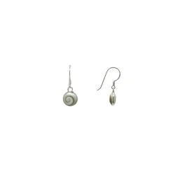 Luna Round Hook Earrings | Silver | Catseye Shell