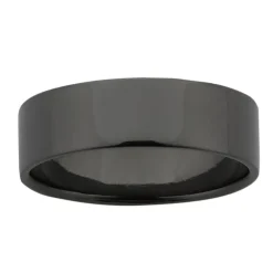 6mm Wide Flat Black Zirconium Band