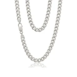 Omnia Sterling Silver Diamond Cut Curb Chain - 55cm