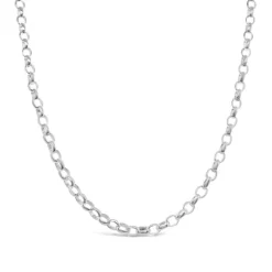 Omnia Sterling Silver Oval Belcher Chain - 50cm
