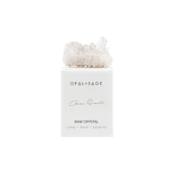 Opal+Sage Clear Quartz - Raw Boxed Crystal