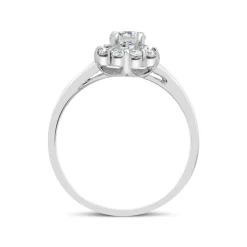 Promise Sterling Silver CZ Halo Cluster Ring | Size M