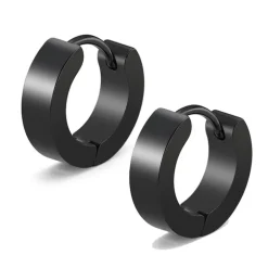 Revolution Black Stainless Steel Matt Huggie Earrings