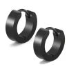 Revolution Stainless Steel Black 4X14mm Matte Huggie Earrings