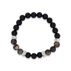Revolution Steel Onyx & Zebra Jasper Stretch Bracelet