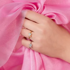 Silk + Steel | Bloom | Ring | Amazonite, Rose Quartz, Pink Opal + Gold