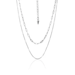 Silk & Steel Horizon Fine Double Layered Necklace | Silver