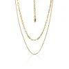 Silk & Steel Horizon Fine Double Layered Necklace | Gold