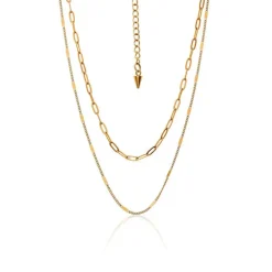 Silk & Steel Horizon Fine Double Layered Necklace | Gold