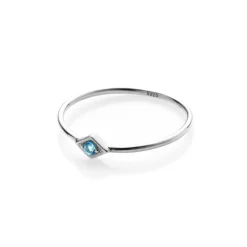 Silk & Steel Keepsake Blue Topaz Silver Ring