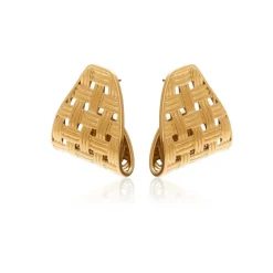 Silk & Steel Lattice Statement Earrings | Steel Gold Plated