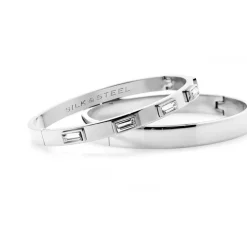 Silk & Steel Luccia Hinged Bangle | Silver