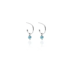 Silk & Steel Mini Turquoise Hoop Earrings | Silver