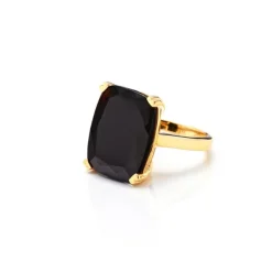 Silk & Steel Onyx Goddess Gold Ring