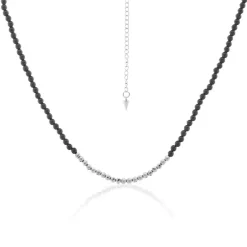 Silk & Steel Party at the Front Necklace | Onyx Hematite | Silver