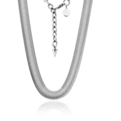 Silk & Steel Sundowner Wide Herringbone Necklace | Silver