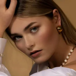 Silk & Steel Sunkissed Wide Dome Hoop Earrings | Steel | Gold