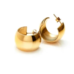 Silk & Steel Sunkissed Wide Dome Hoop Earrings | Steel | Gold
