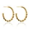 Silk & Steel Twisted Rope Hoop Earrings | Gold
