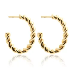 Silk & Steel Twisted Rope Hoop Earrings | Gold