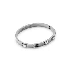 Silk& Steel Sienna Crystal Hinged Bangle | Silver
