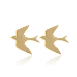 Silk+Steel | Superfine | Swallow | Gold Plated | Studs
